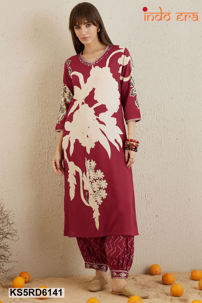 2511 Indo Era Printed Viscose Rayon Afghani Style Kurti With Bottom Wholesale Online
